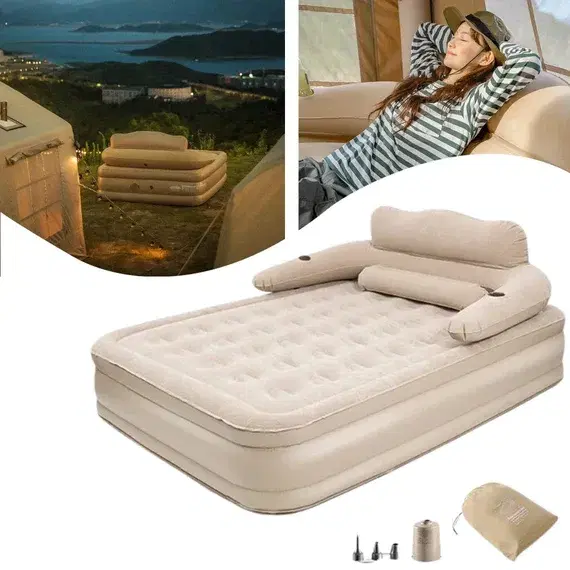 Inflatable Air Bed with Built‑in Pump – Perfect for Camping & Travel