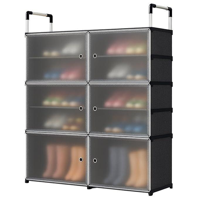 Luxury magnetic shoe cabinet (82*28*108 cm) - 6 large doors, dustproof and supported by steel pipes