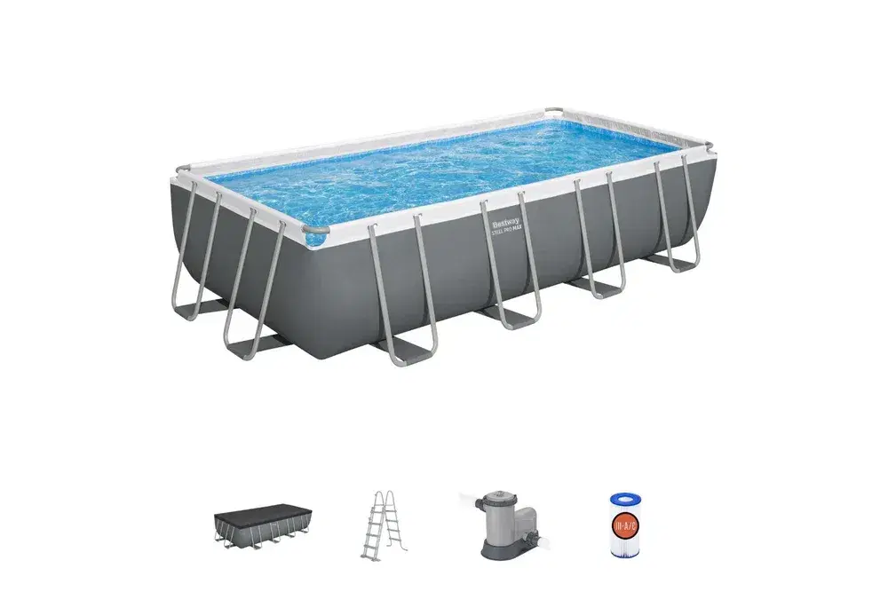 BESTWAY 5.49M X 2.74M X 1.22M RECTANGULAR POOL SET (Contents:Pool, Filter Pump(220-240V), Ladder, Cover, Chemconnect Dispenser, Compatible with Cartridge 58012(III)220-240V) 