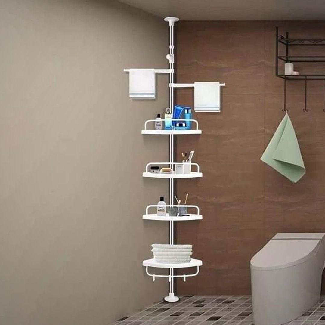 Adjustable Bathroom Multi Corner Shelf Shower Organizer Pole Large 4 Tier Telescopic Corner Shelf