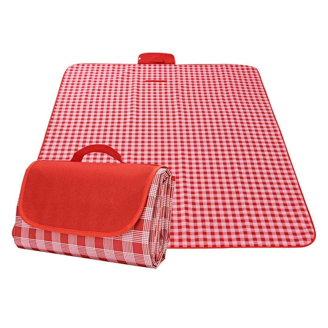 Outdoor Blanket Extra Large 200*200 cm Picnic Blanket Portable Waterproof Red White Checkered Mat