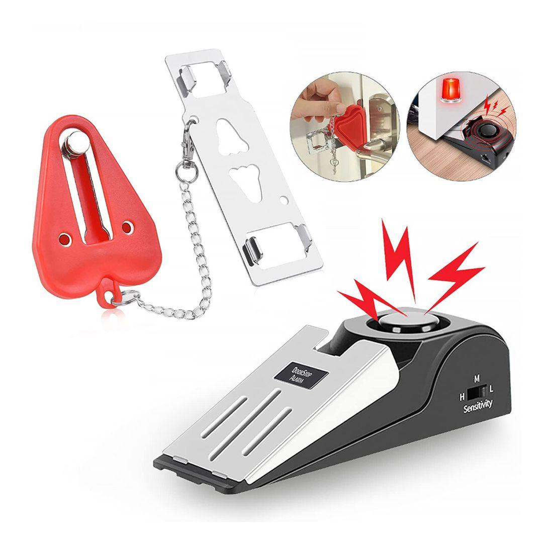 Door Stopper Alarm Black Anti-theft Portable 120db Wedge 