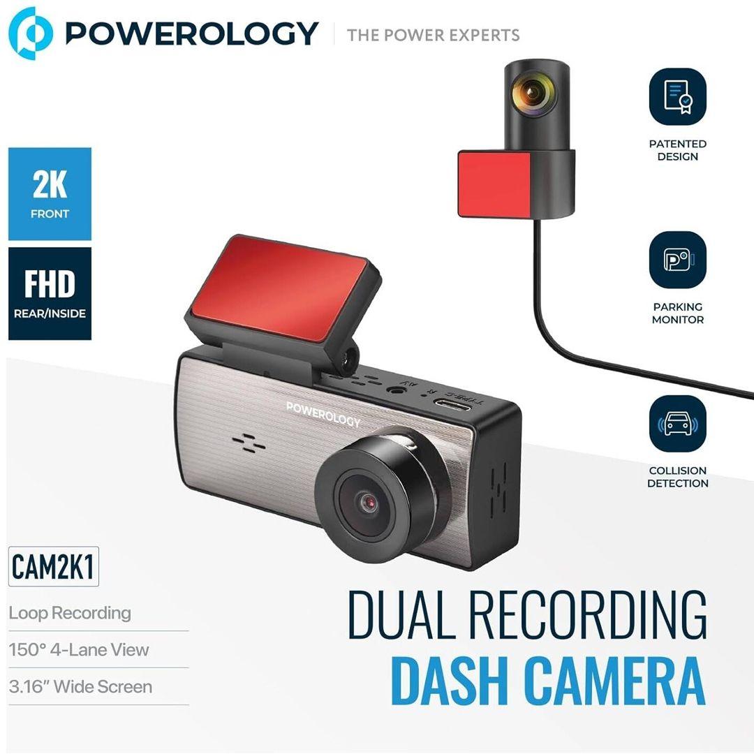 Powerology CAM2K1 Dual Recording Dash Camera