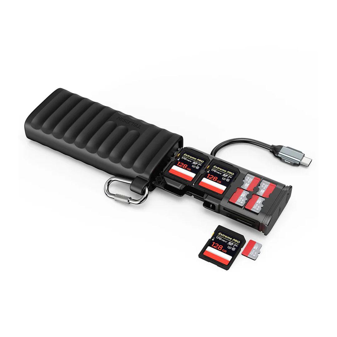 Telesin S6-MCR-01 Multi-Function Memory Card Reader – Holds up to 12 Cards