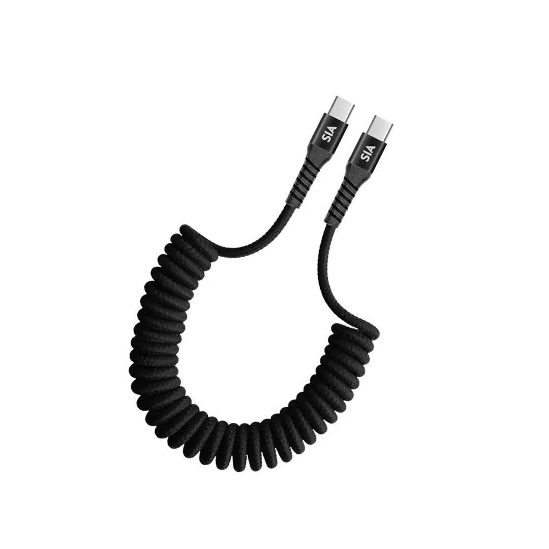SIA Powerlink Retractable Type-C to Type-C Cable – 1.2m Length, 60W Fast Charging, Durable Braided Design Built to Last!