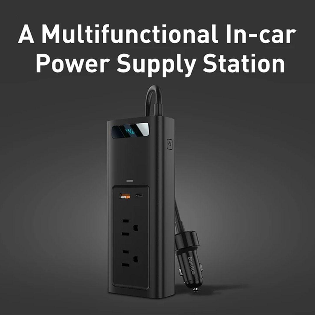 Baseus 150W Car Inverter DC 12V to AC 110V Auto Power Inverter Dual Port Fast Charging Car Power Station 
