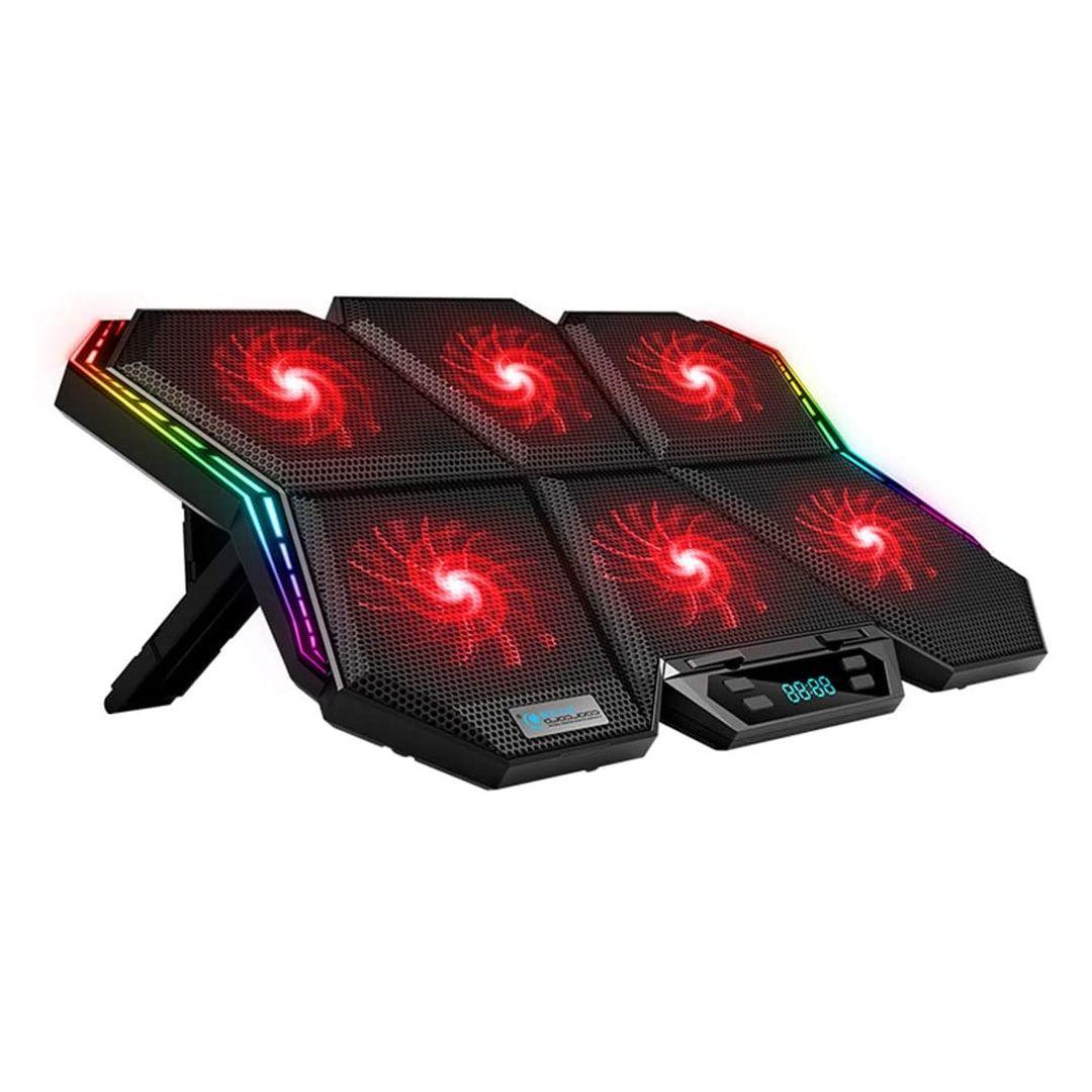 مروحة اللاب توب COOLCOLD K40 مزودة بـ 6 مراوح تبريد واضاءة RGB وقابلة لتعديل قوة الهواء والارتفاع