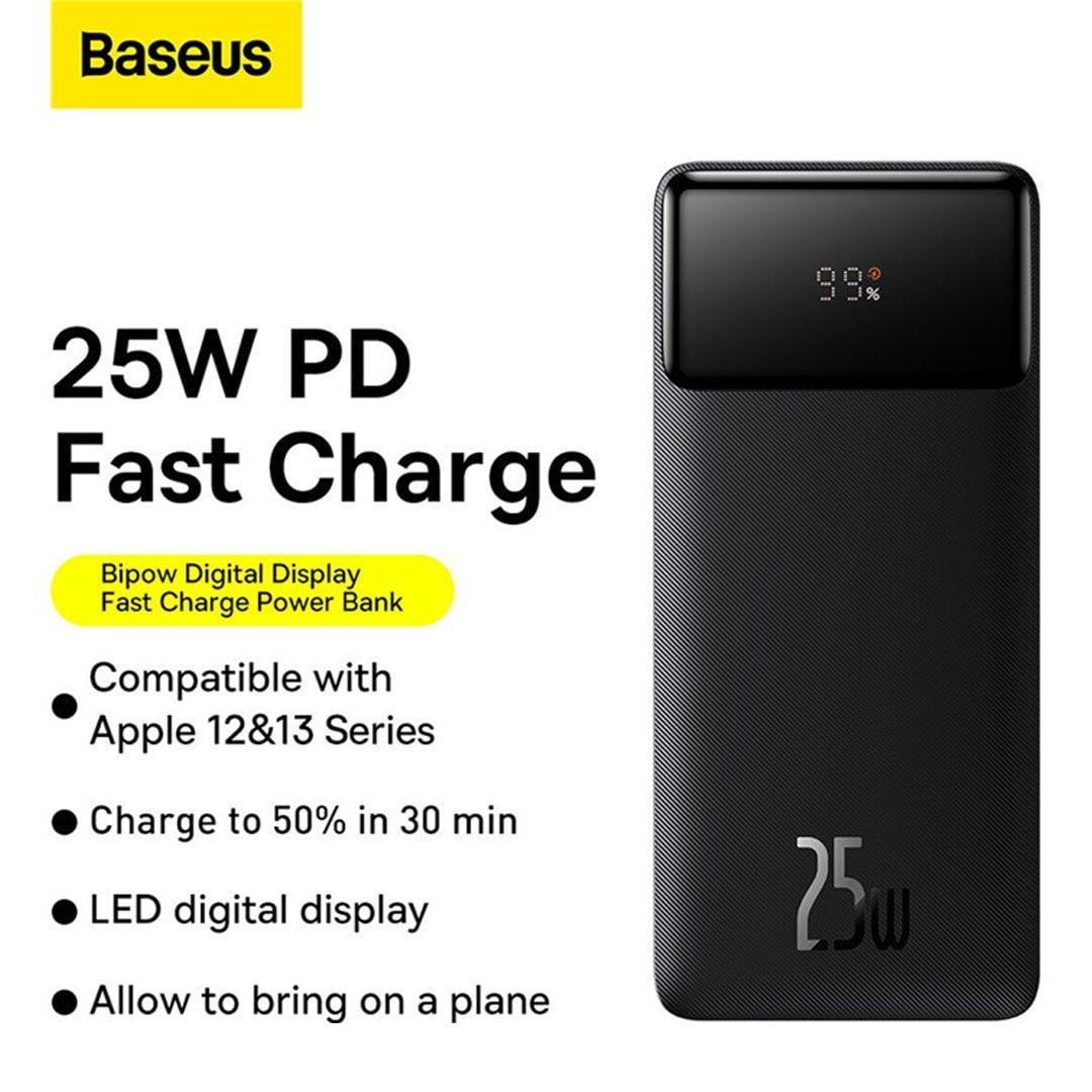 Baseus Power Bank with 20,000 mAh with 2 USB-A ports, Type-C port
