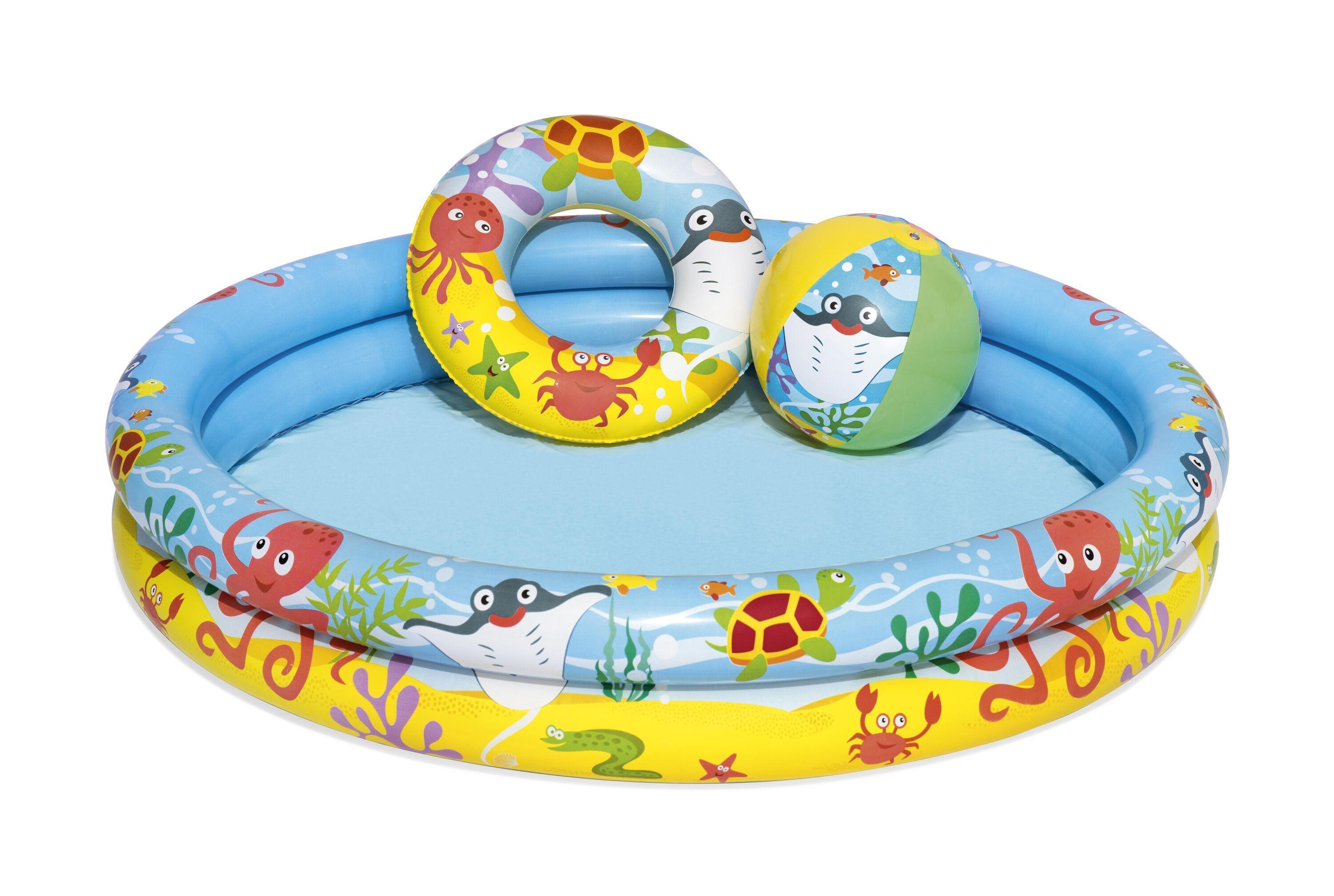 BESTWAY 51124 Φ1.22M X H20CM PLAY POOL SET (Contents: 1 pool, 1 swim ring, 1 beach ball, repair patch) Age 2+ #51124