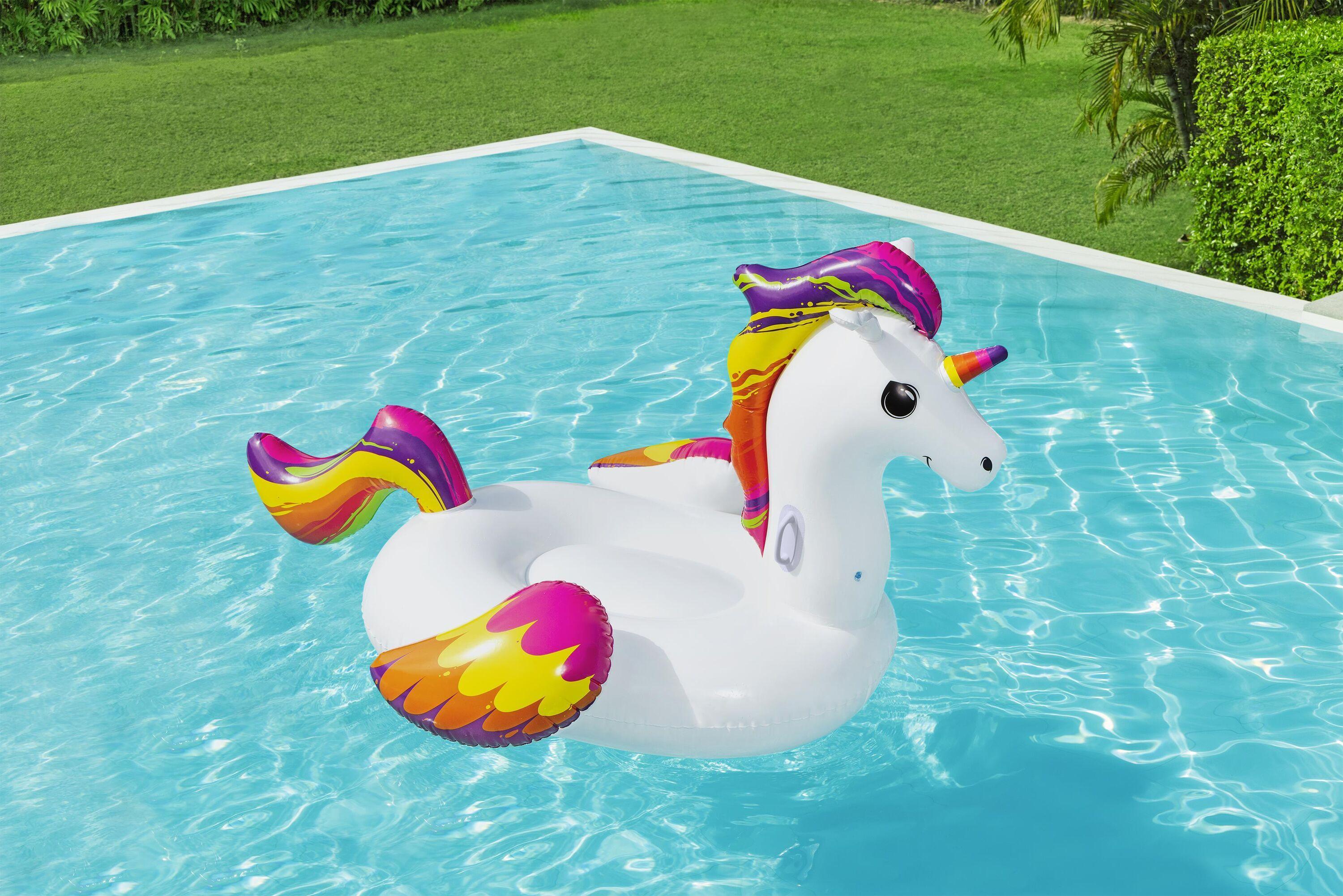 BESTWAY 41113 2.24M X 1.64M SUPERSIZED UNICORN RIDE-ON (Contents:1 ride-on, repair patch) 