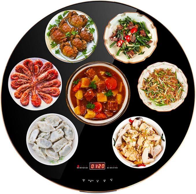 Rotating electric food warmer made of tempered glass, keeps food hot