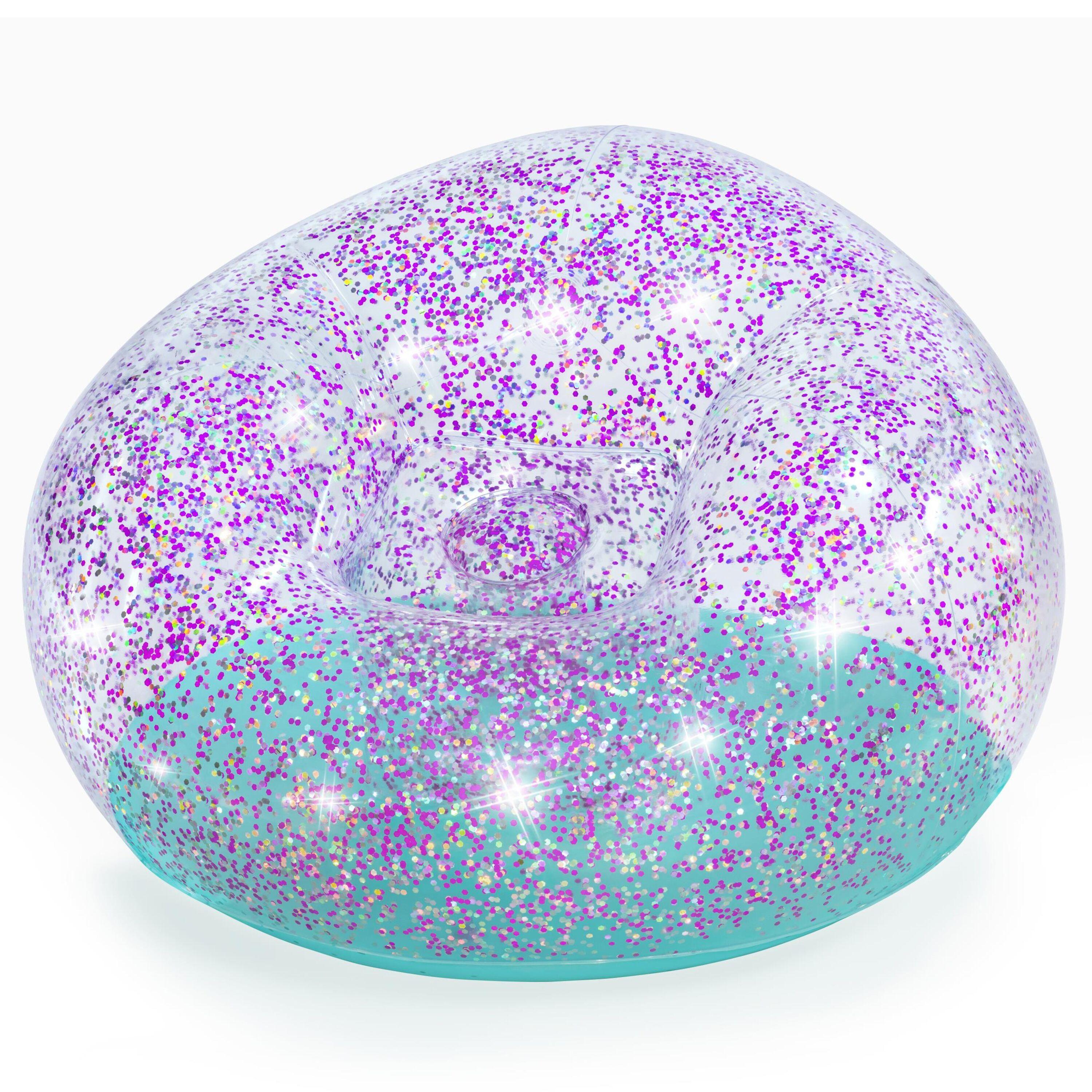 BESTWAY 75115 1.14M X 1.12M X 66CM GLITTER DREAM INFLATE-A-CHAIR AIR CHAIR (1 chair, repair patch) Age 6+ #75115