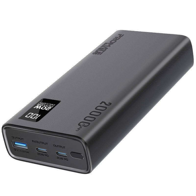 Promate Bolt‑20PD Power Bank — 20,000mAh, Fast 20W PD & QC 3.0