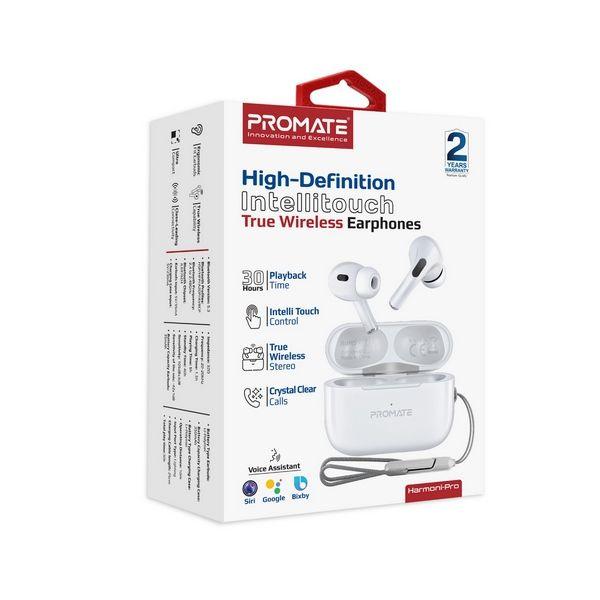 Promate - Harmoni-Pro High Definition InteliTouch TWS Earphone, With 350mAh - White