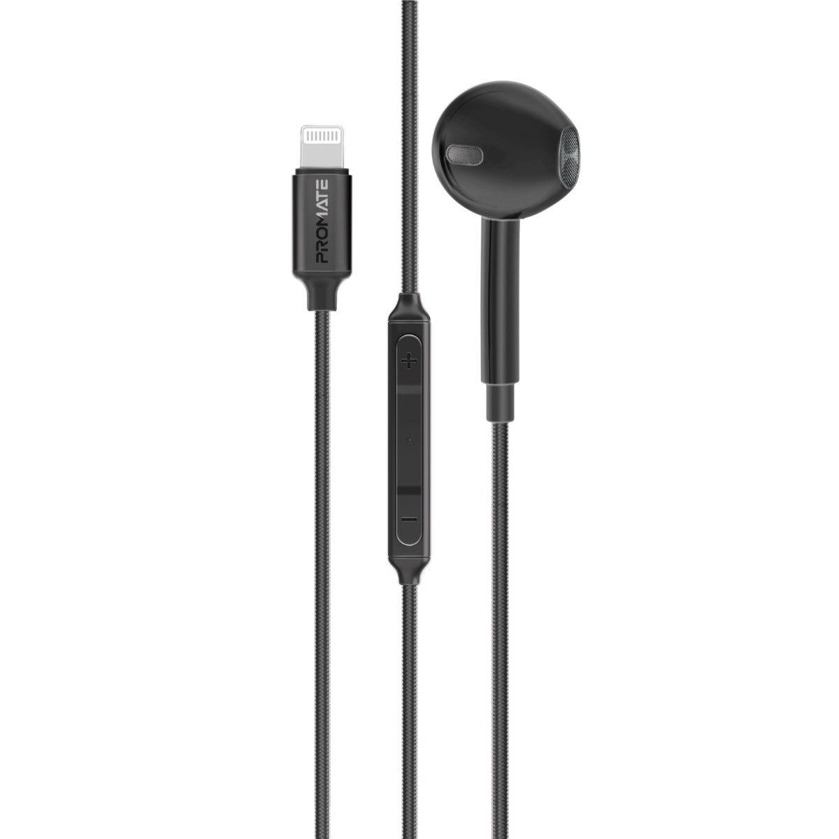 MFI Certified Ergonomic In-Ear Wired Mono Earphone with Lightning Connector - Black