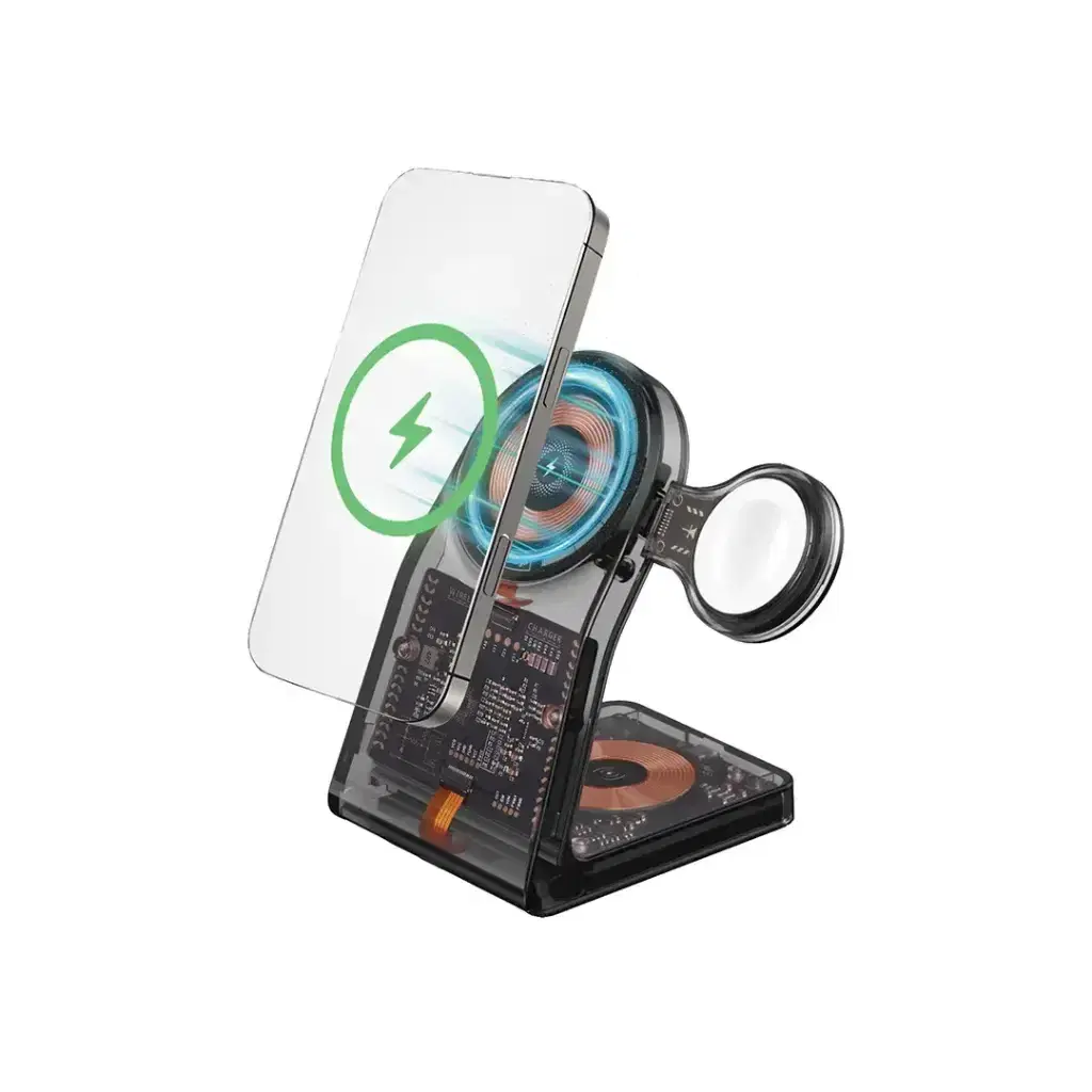 Porodo Transparent Shell Wireless Charging Stand - PD-FWCH062-BK
