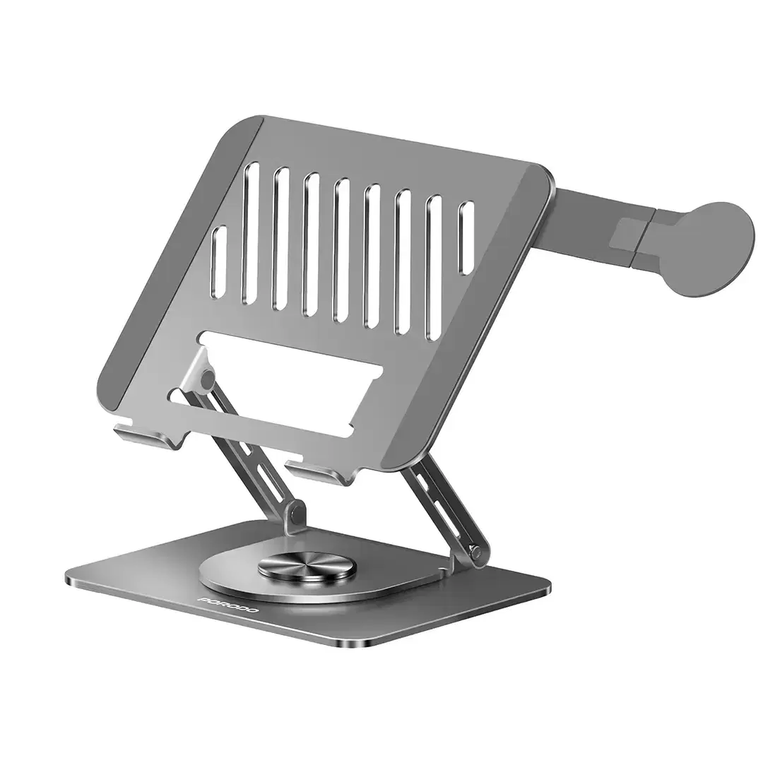 Porodo PDLSM360DKGY Foldable 360° Dual-Use Laptop Stand with MagSafe Phone Holder