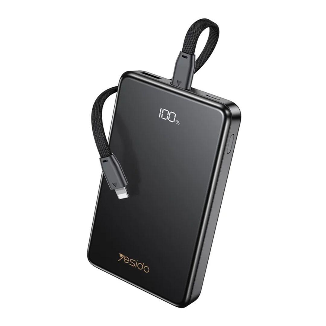 Power Bank Yesido YP75 10000mAh Capacity Digital Display 22.5W Fast Charging with Built-in Lightning Cable