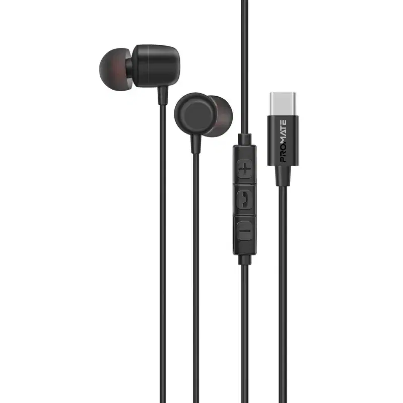 Ergonomic In-Ear USB-C Wired ENC Stereo Earphones - Black
