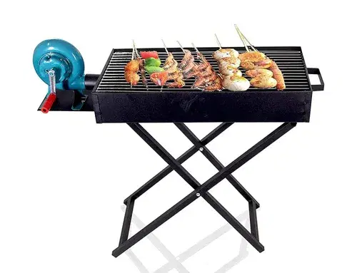 Large Portable & Foldable Barbecue Grill with Manual Blower - 90 x 30 cm